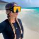 Woman on Beach Snorkel Mask Ocean Dimensions